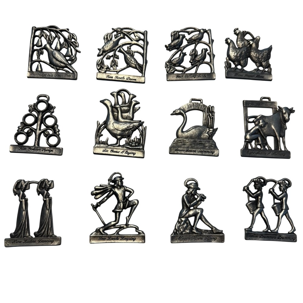 Pewter‎ by Carlon 12 Days of Christmas Ornament Set – Full Vintage Collection